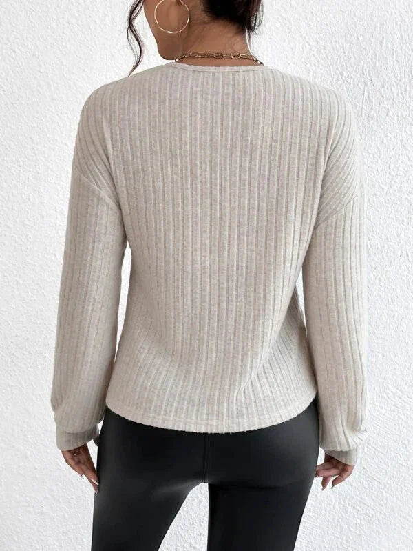 Eleganter V-Ausschnitt-Crossover-Pullover Für Mühelosen Stil Für Frauen