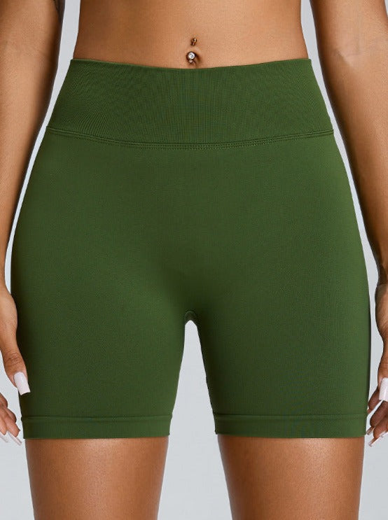 Mintgrüne nahtlose Po-Lifting-Sportshorts mit hoher Taille