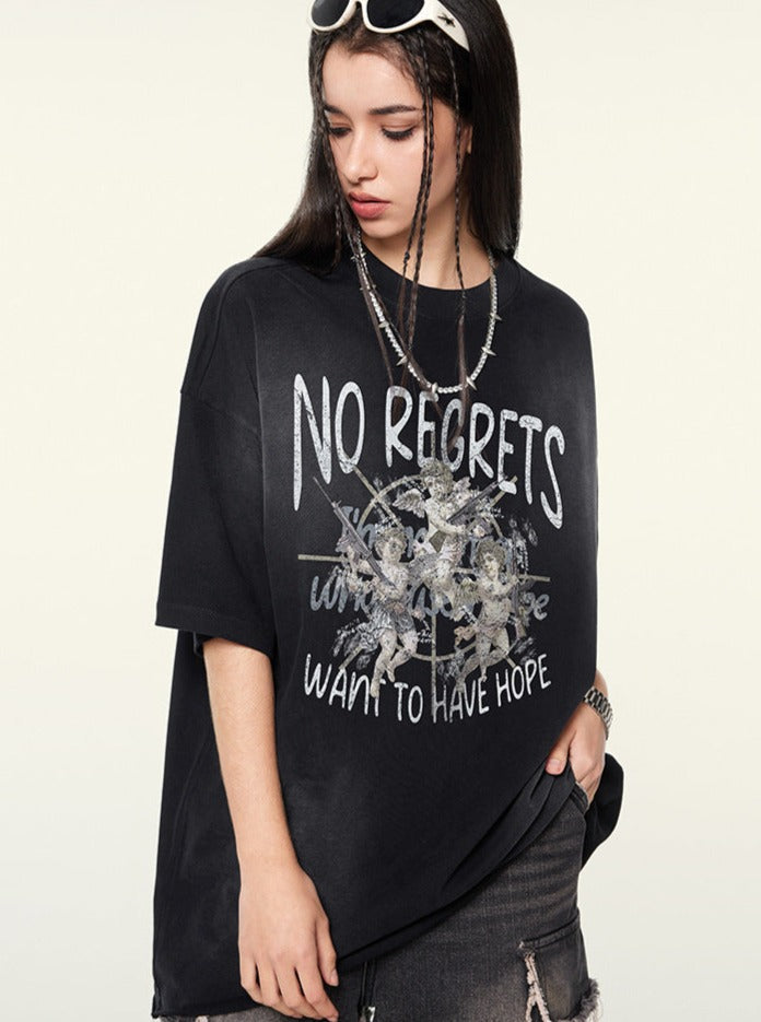 Halbarm-T-Shirts im Distressed-Look mit Retro-Print