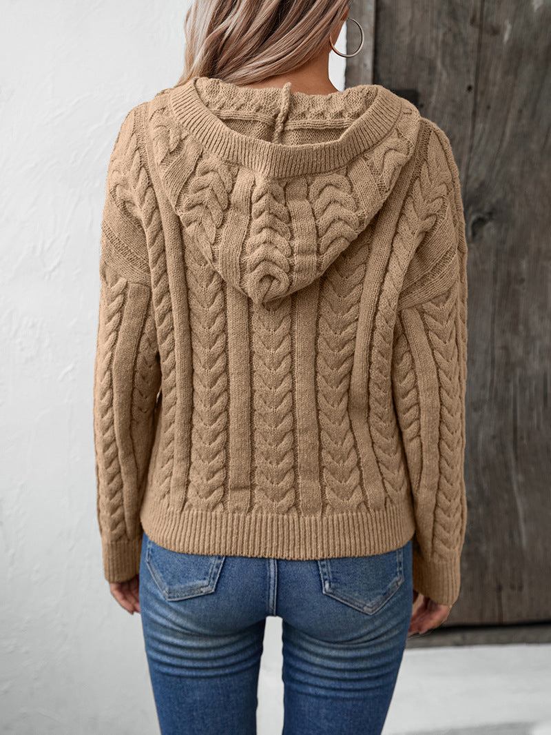 Kapuzenpullover mit Zopfmuster