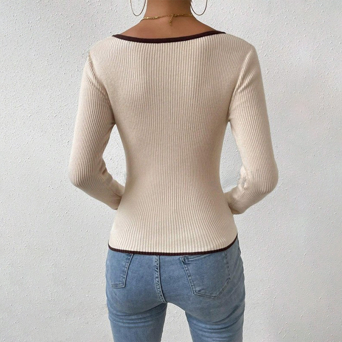 Strickpullover Mit V-Ausschnitt Und Eleganz Für Frauen