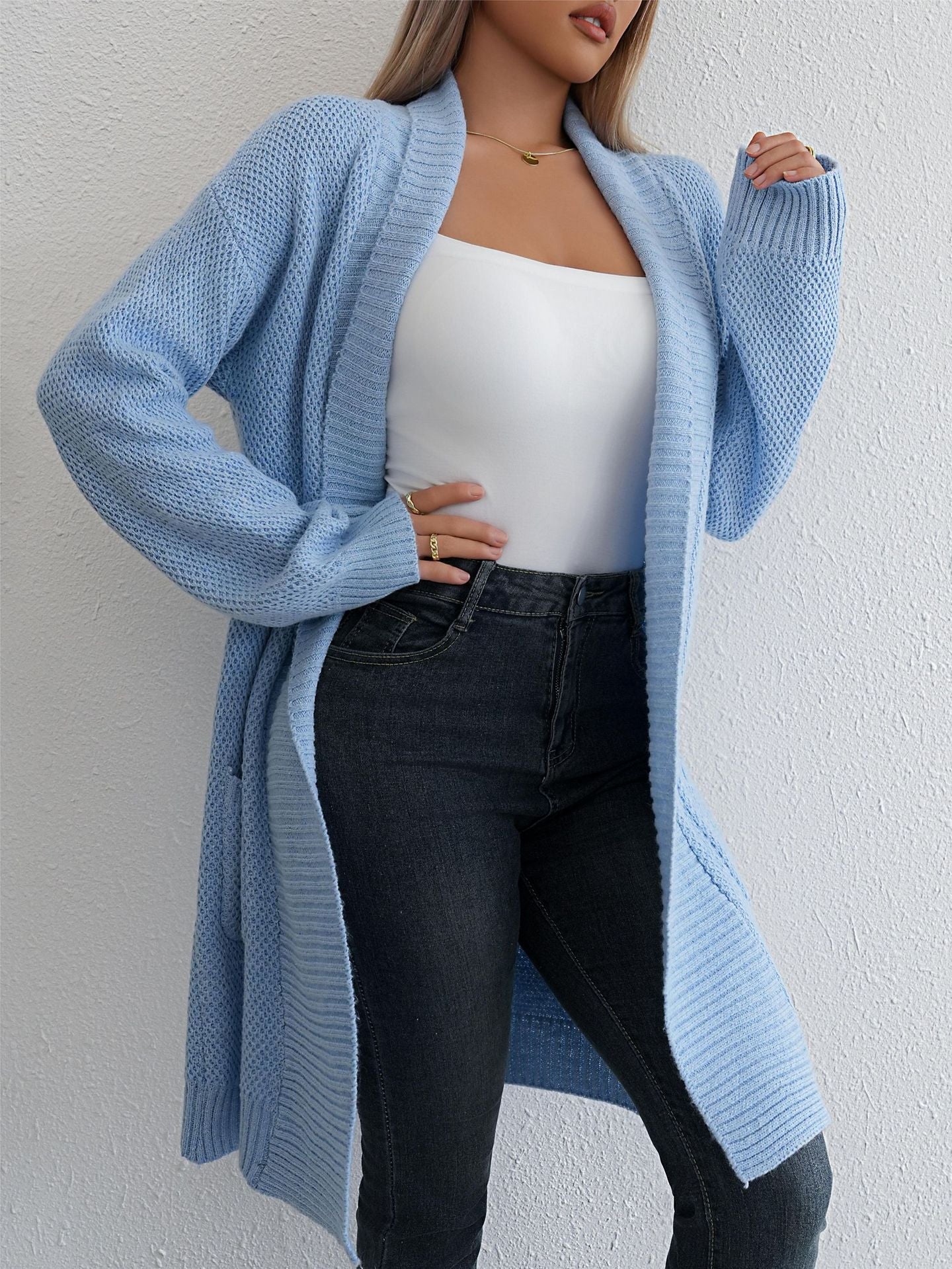 Vielseitiger, langer Strickcardigan