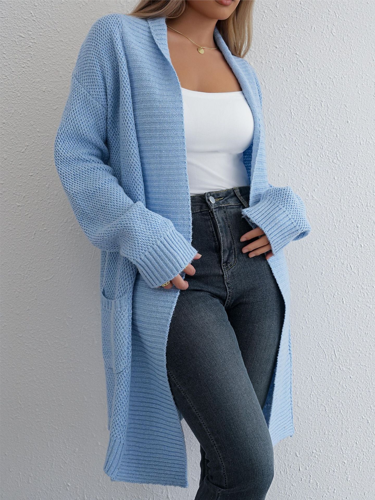 Vielseitiger, langer Strickcardigan