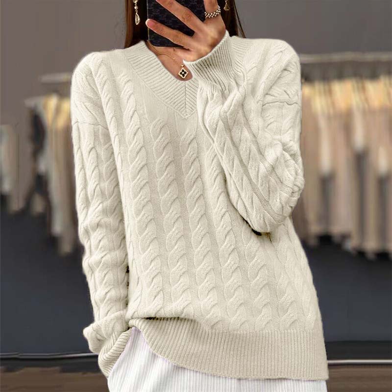 Lässiger Pullover Mit Zopfmuster