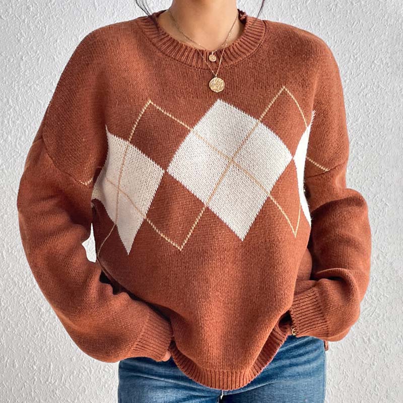 Lässiger Geometrischer Strickpullover