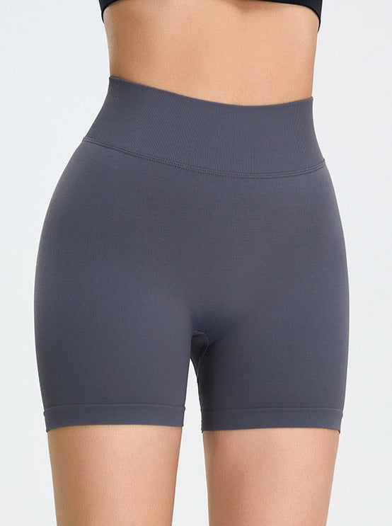 Nahtlose High-Waist-Sportshorts mit Po-Lifting in Anthrazit