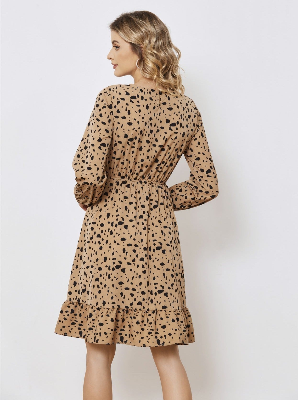 Floral Long Sleeve Temperament Waist Dress