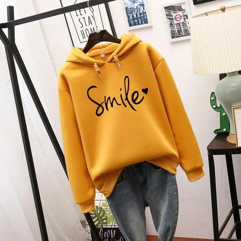 Lässig Geschnittener Smile Hoodie Für Frauen