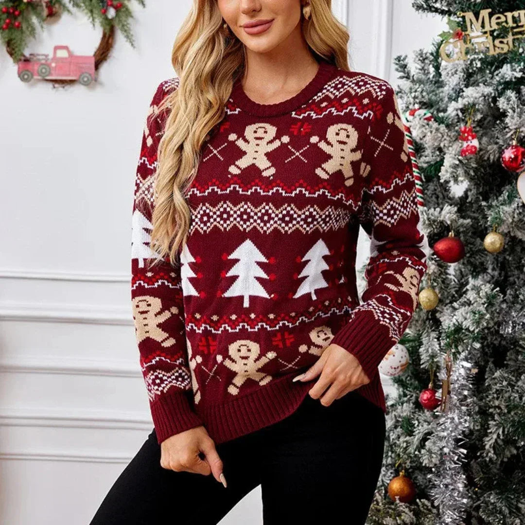 Eleganter roter Weihnachtspullover Für Frauen