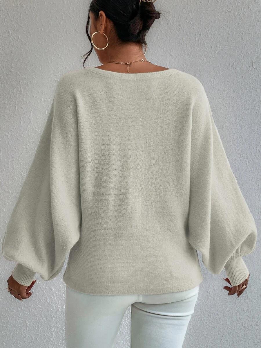 Weißer Oversized-Pullover mit Puffärmeln Für Frauen