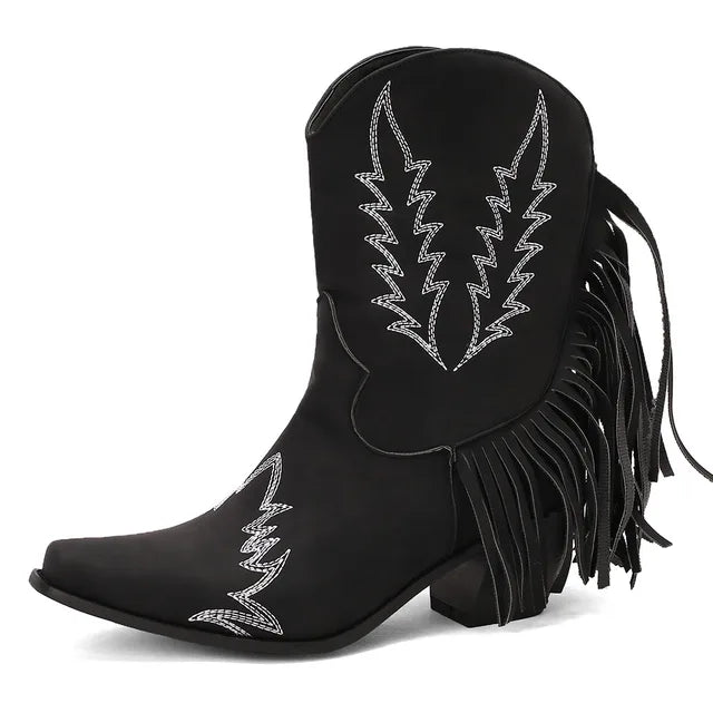 Jenny™ - Cowboy Stiefeletten mit Fransen-Tassel