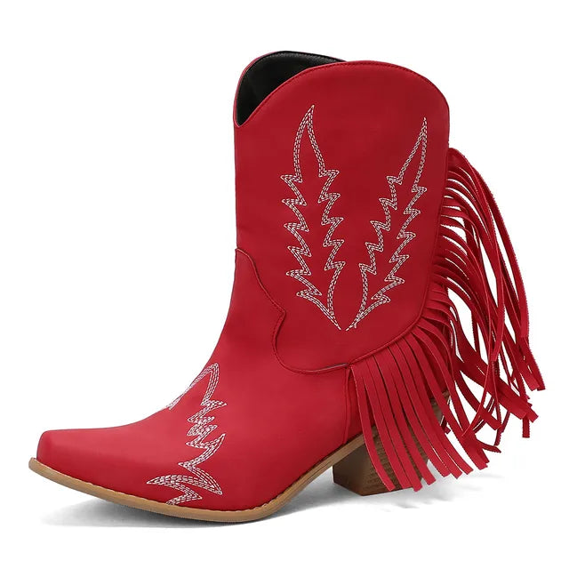 Jenny™ - Cowboy Stiefeletten mit Fransen-Tassel