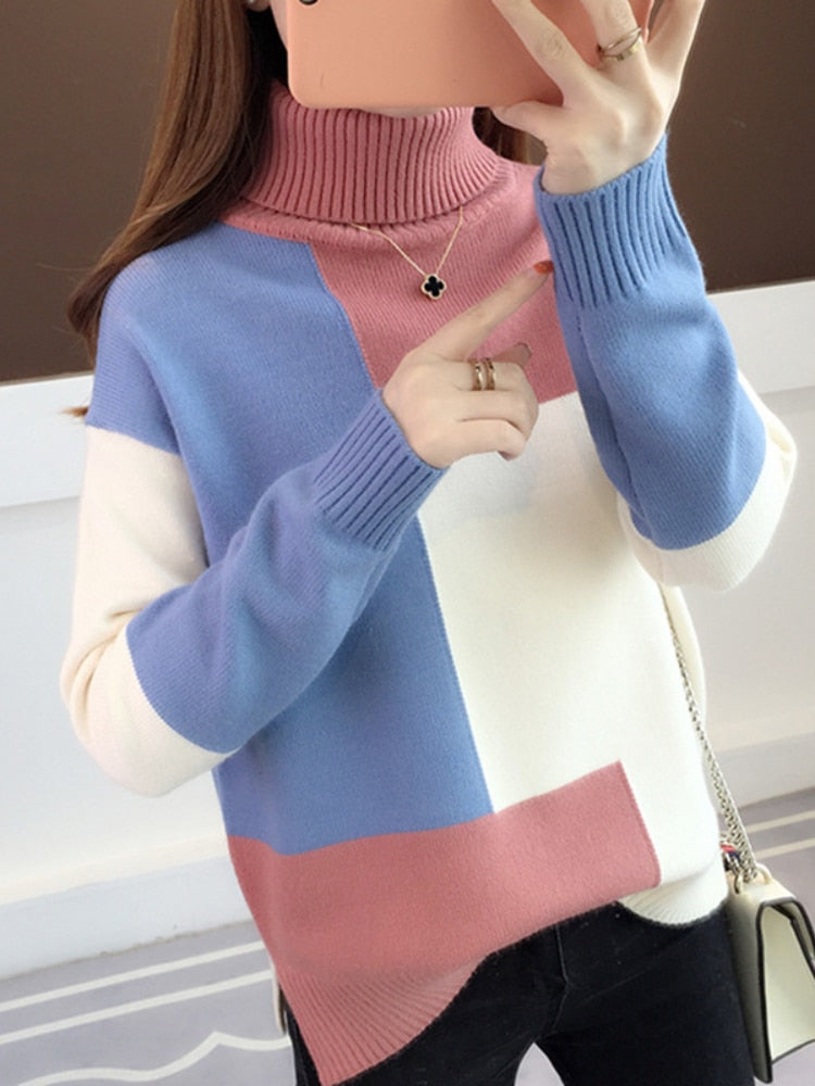 Trendiger Colorblock-Pullover Für Mutigen Stil Und Komfort Für Frauen