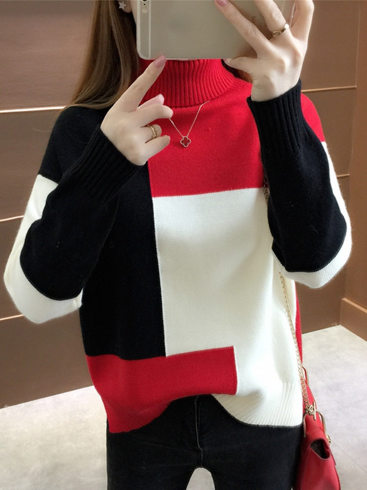 Trendiger Colorblock-Pullover Für Mutigen Stil Und Komfort Für Frauen