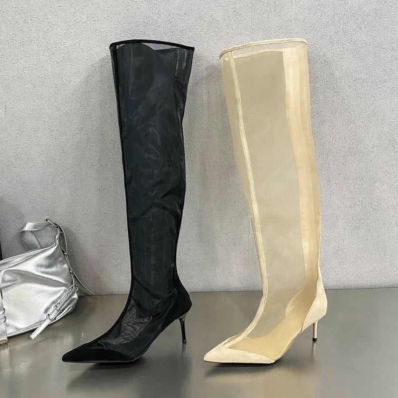 Bella | Overknee Stiefel Damen mit Absatz und Reißverschluss