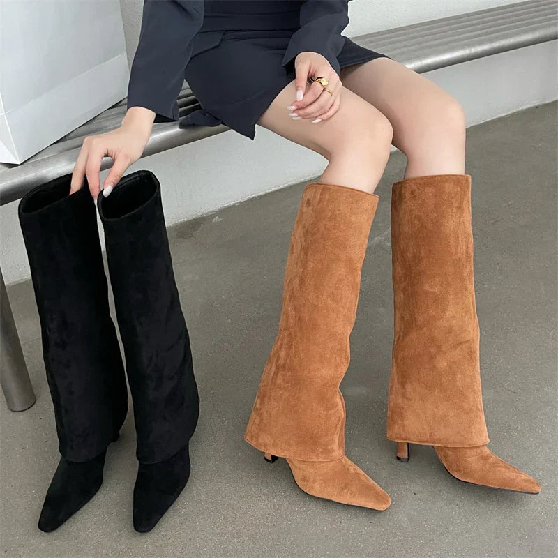 Weiche Samt-Langstiefel Für Frauen