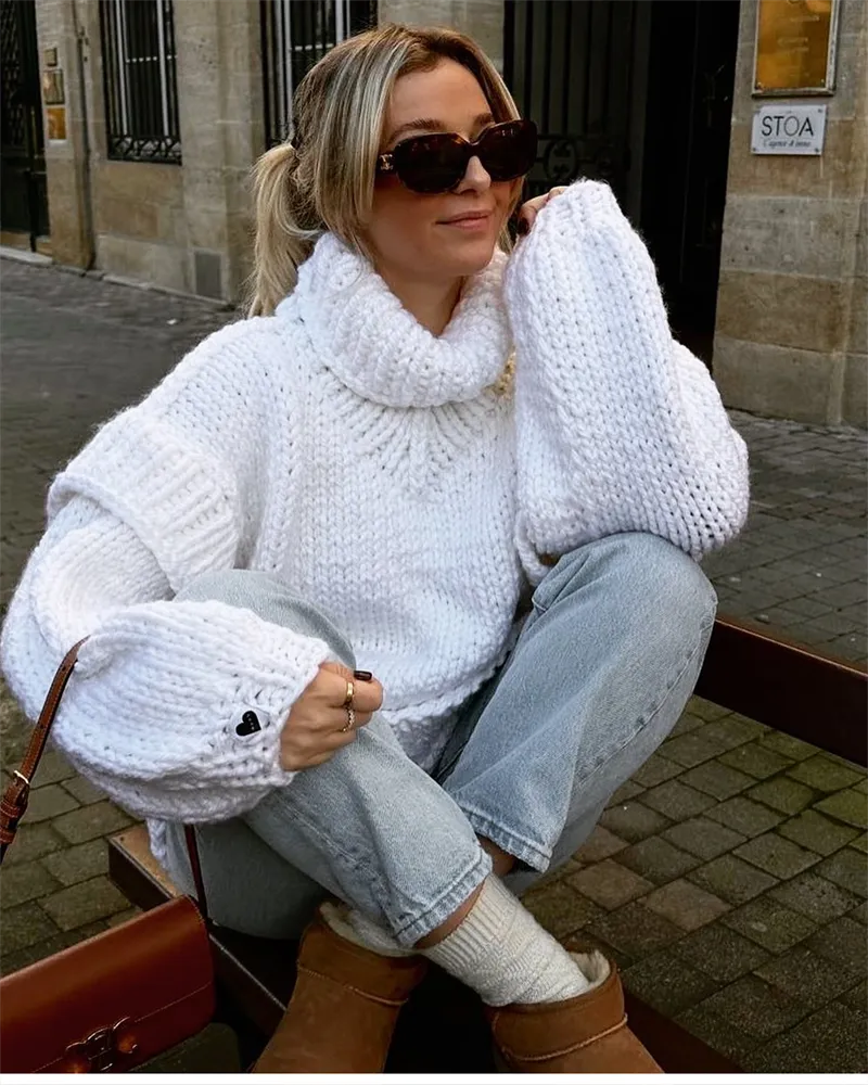 Nerissa | Bequemer Strick-Rollkragenpullover mit weiten Ärmeln