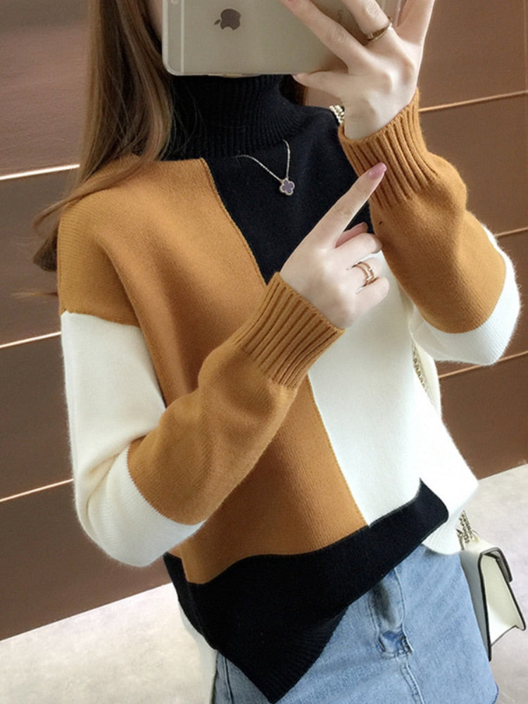 Trendiger Colorblock-Pullover Für Mutigen Stil Und Komfort Für Frauen