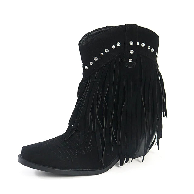 Jenny™ - Cowboy Stiefeletten mit Fransen-Tassel