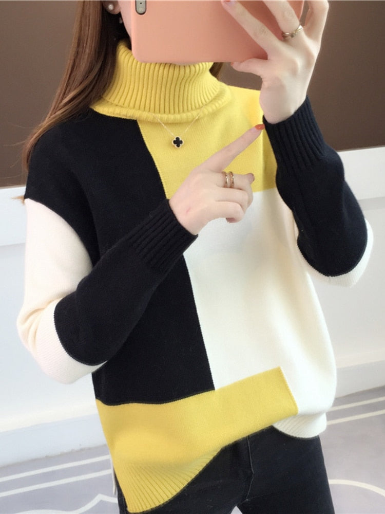 Trendiger Colorblock-Pullover Für Mutigen Stil Und Komfort Für Frauen