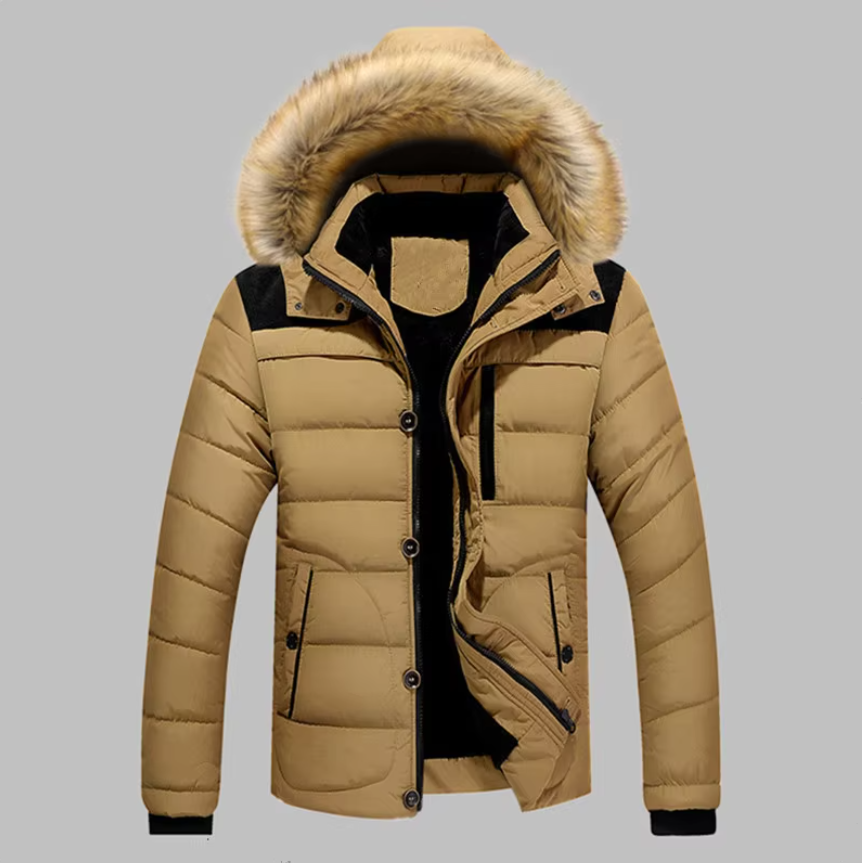 Pelzige Puffer-Winterjacke für Männer