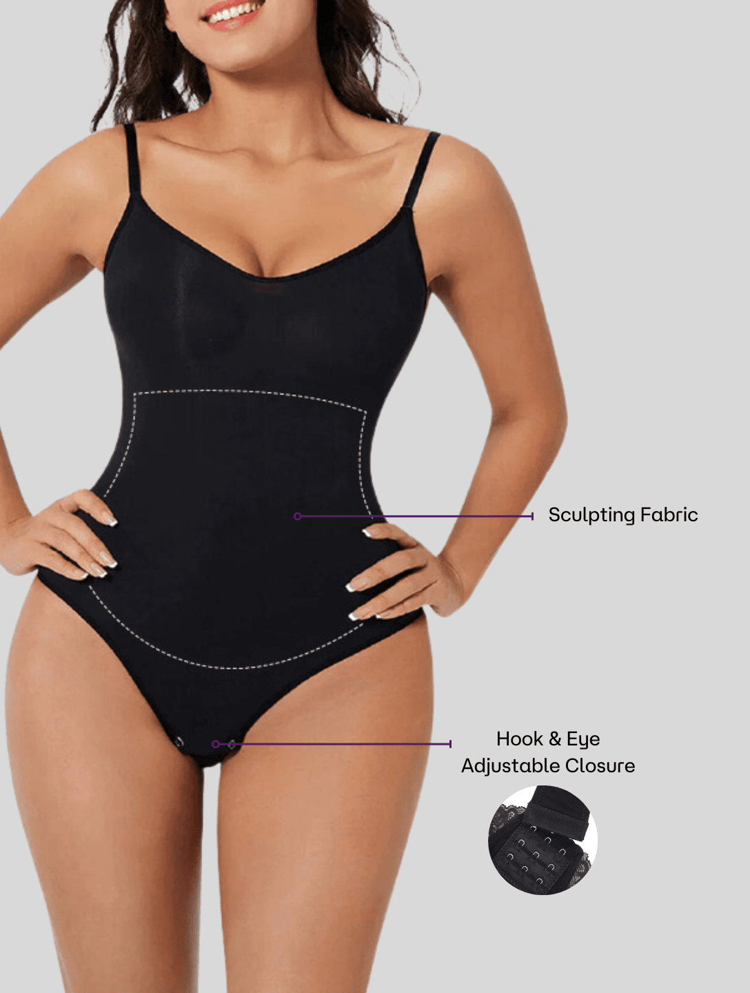 Elena - Schwarzer Figurformender Bodysuit