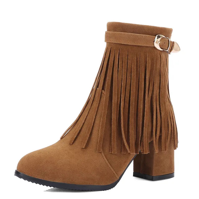 Jenny™ - Cowboy Stiefeletten mit Fransen-Tassel