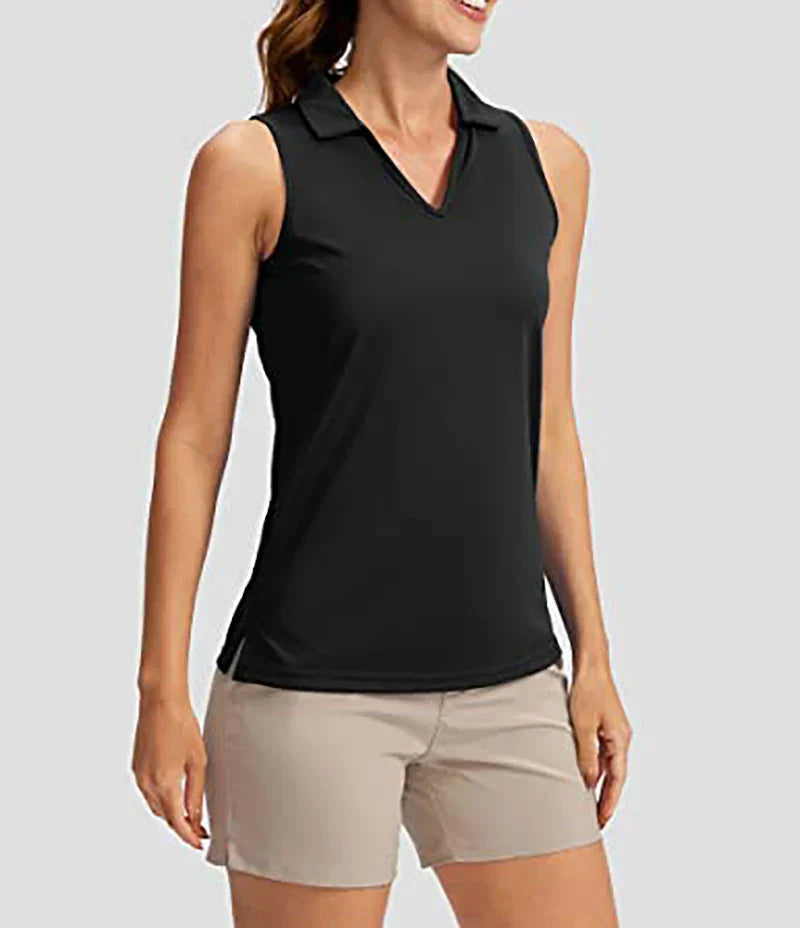 Klarissa - Schwarze Tennis-Polo-Tanktop