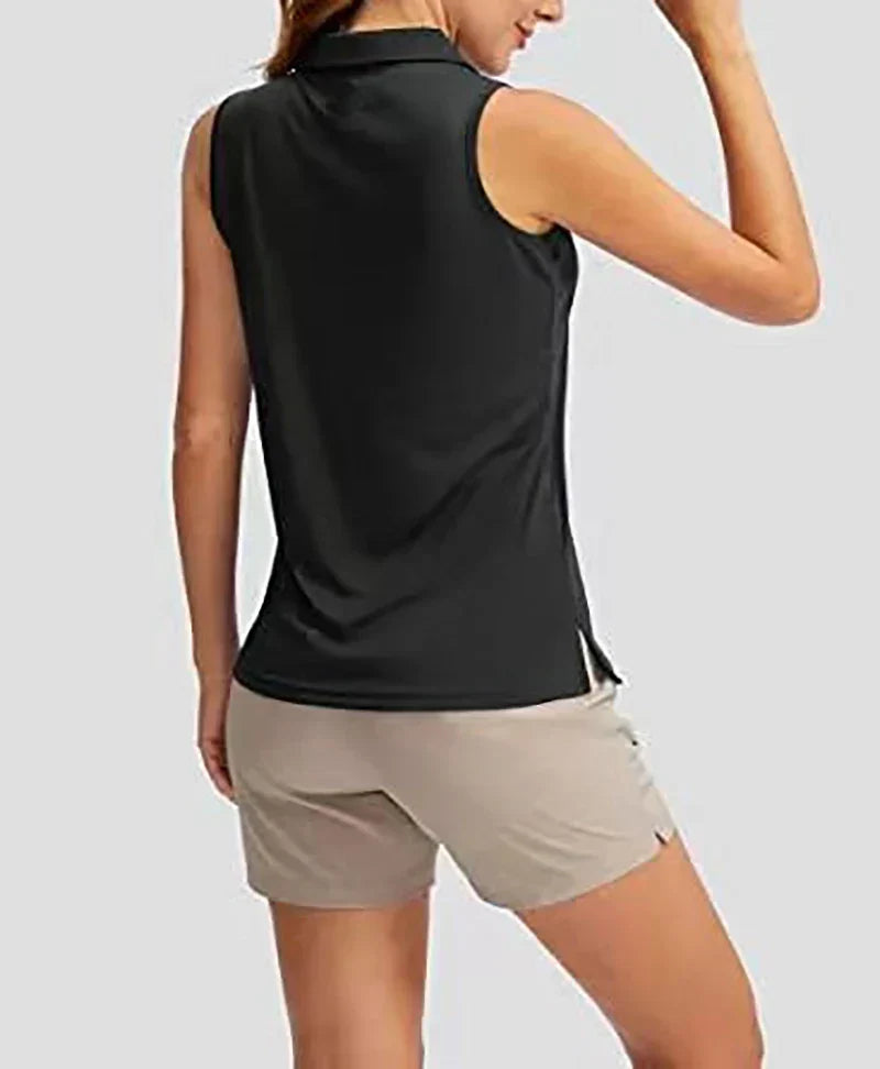 Klarissa - Schwarze Tennis-Polo-Tanktop