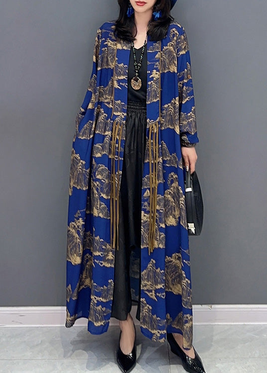 Willow Faith | Peter Pan Kragen Print Slim Maxi Trench Mäntel Langarm