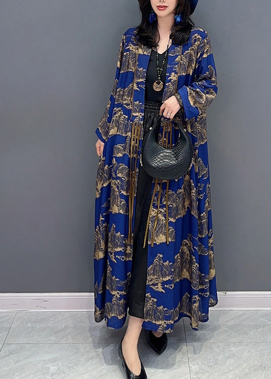 Willow Faith | Peter Pan Kragen Print Slim Maxi Trench Mäntel Langarm