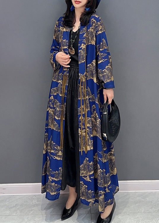 Willow Faith | Peter Pan Kragen Print Slim Maxi Trench Mäntel Langarm