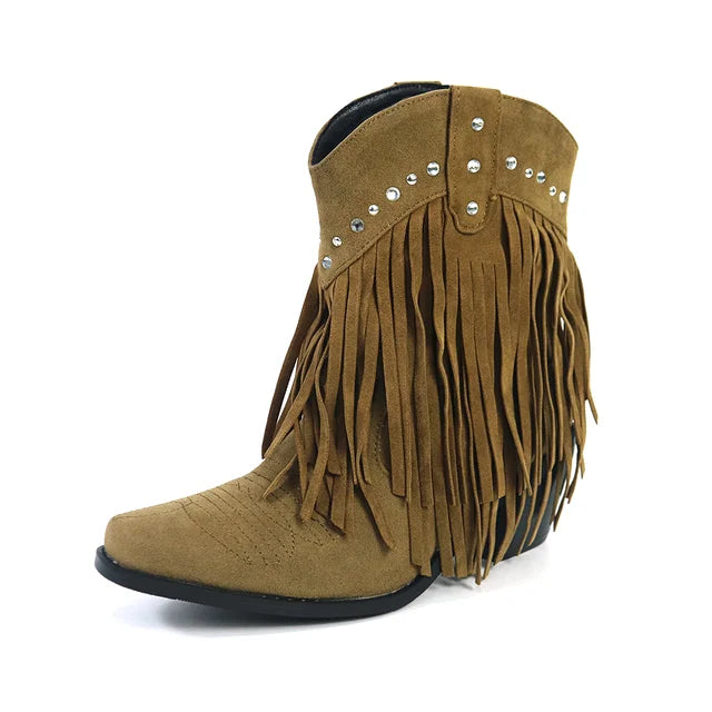 Jenny™ - Cowboy Stiefeletten mit Fransen-Tassel