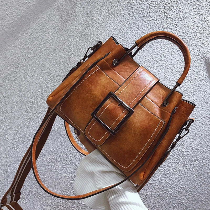 Beate™ | Vintage Leder Tote mit Schnallen-Design