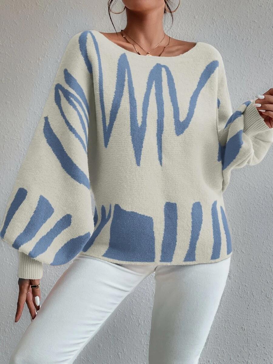 Weißer Oversized-Pullover mit Puffärmeln Für Frauen