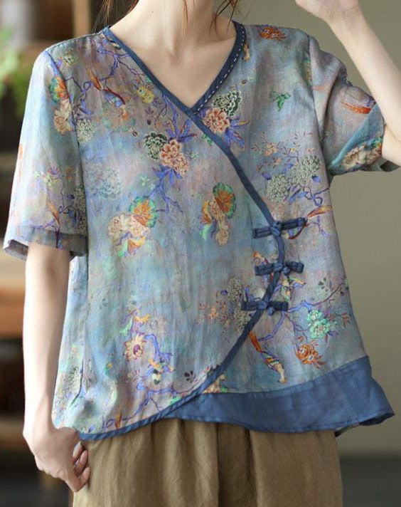 Sorrel | Simple Print Ramie Oriental Sommer Tops