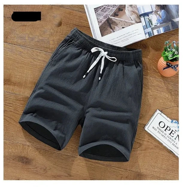 Schwarze Baumwoll-Leinen-Shorts - Kai