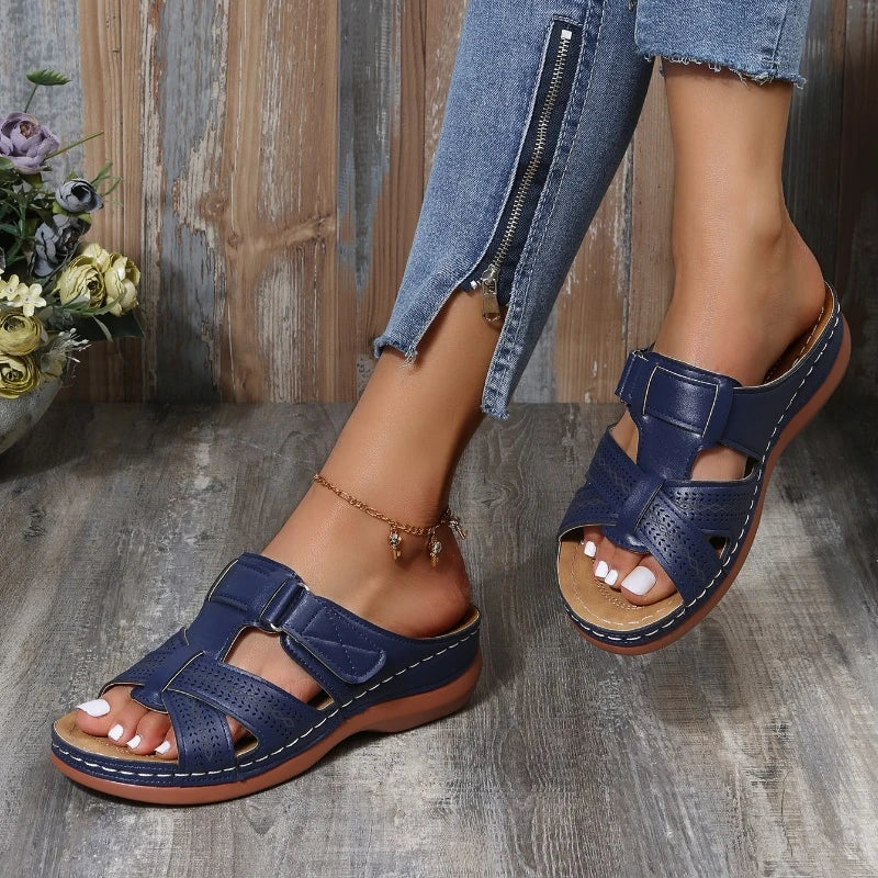 Schwarze Orthopädische Keilsandalen - Vanessa