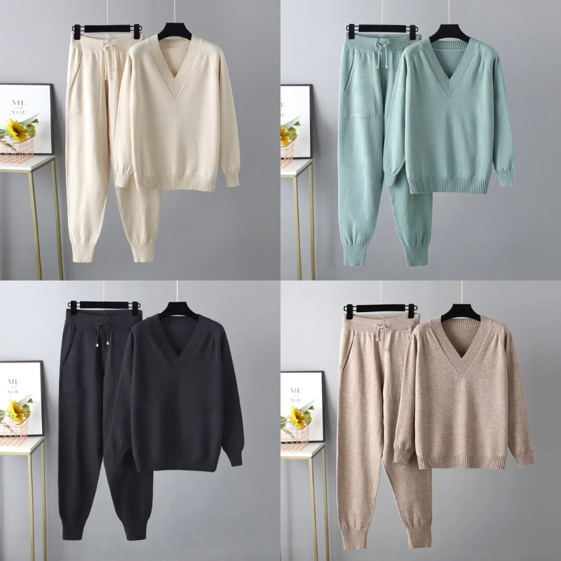 Set mit luxuriösem Pullover und passender Hose