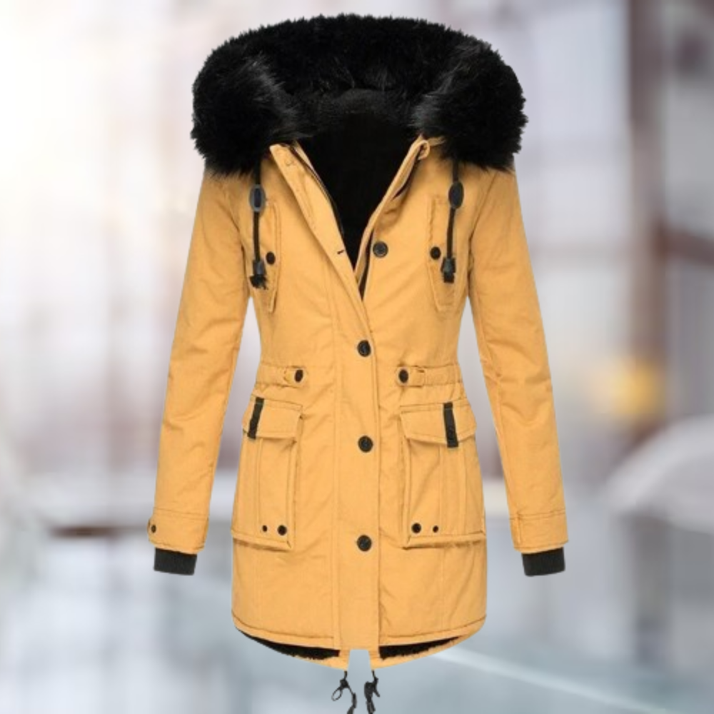 Warme Winterjacke mit Fell für Damen