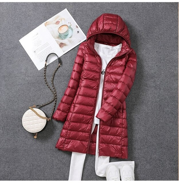 Lange Winter-Pufferjacke für Damen