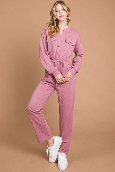 Stilvoller Jumpsuit mit Knöpfen & Kordelzug-Taille