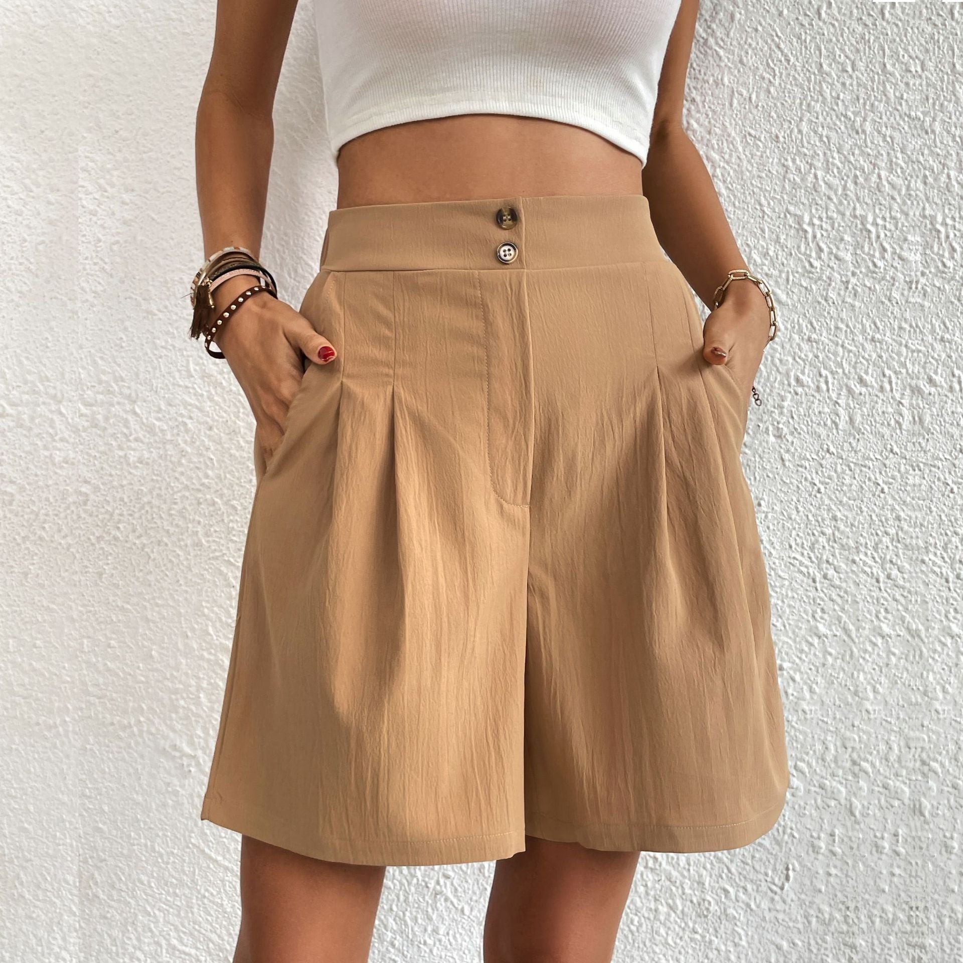 Stuttgart | Freizeit Damen hohe Taille weites Bein Shorts Mode