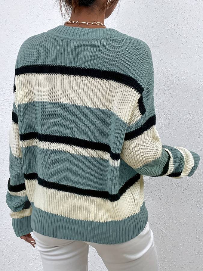 V-Ausschnitt-Pullover mit Trendigem Look und Mühelosem Stil Für Frauen