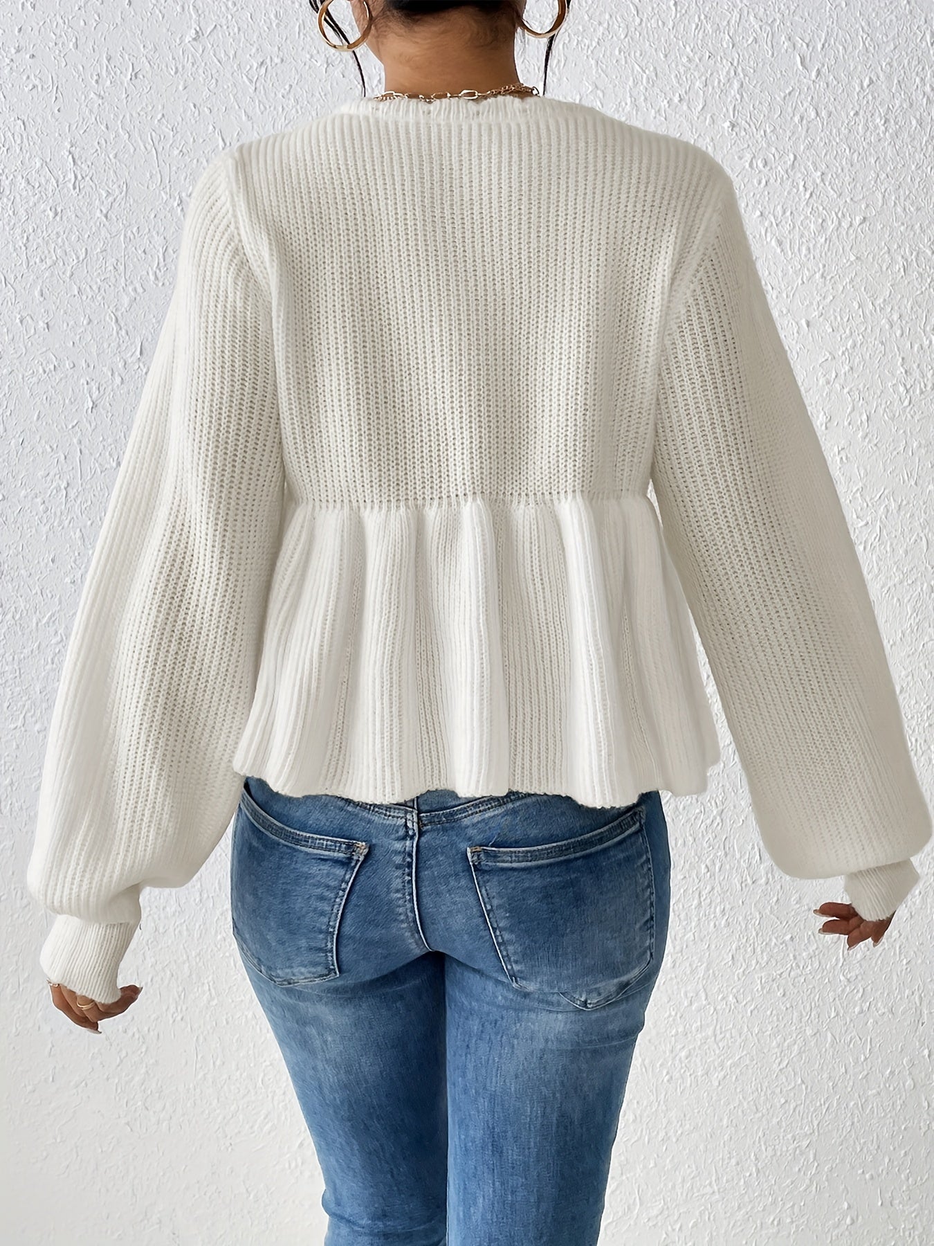 Charmanter Pullover Mit Kordelzug Und Rüschensaum Für Frauen