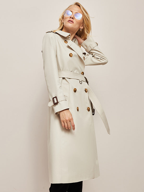 Eleganter klassischer langer Trenchcoat