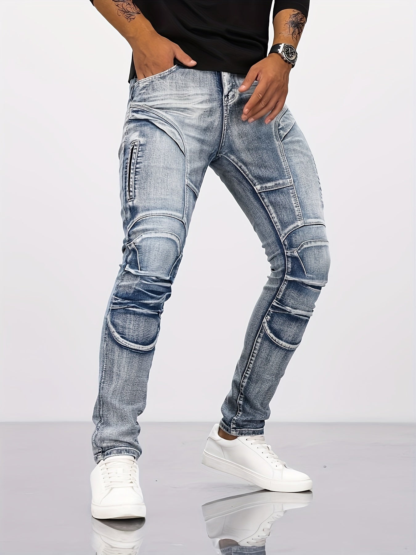 Stahlblaue Skinny Jeans - Max