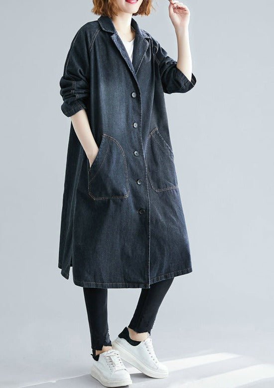 Addison | Women Notched Pockets Denim Trench Fall