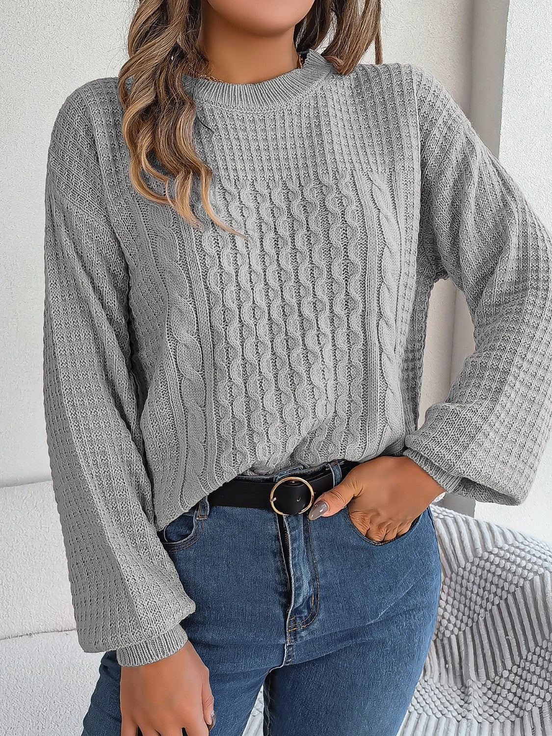 Damen Zopfmuster-Strickpullover Für Frauen