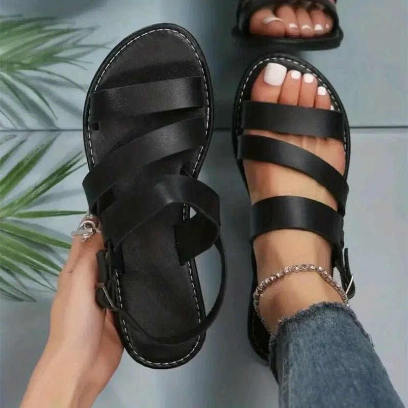 Lara - Schwarze Modische Damensandalen